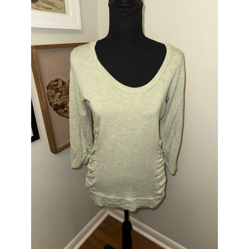 Dolan Left Coast Anthropologie Mint Green Ruched Side Top Medium 3/4 Sleeve Knit